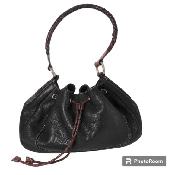 Fossil Drawstring Shoulder Bag With Braided Leather Handles Fossil Purse - Picture 1 of 13